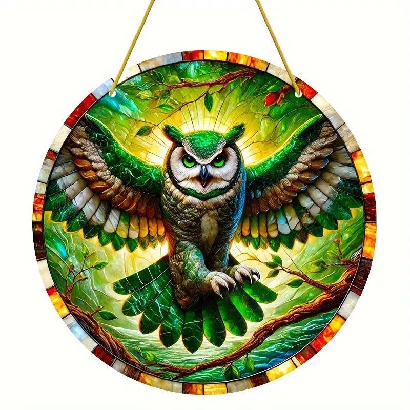 Spirit Owl Suncatcher Forest Owl Acrylic Sign Owl Window Hanging-MoonChildWorld