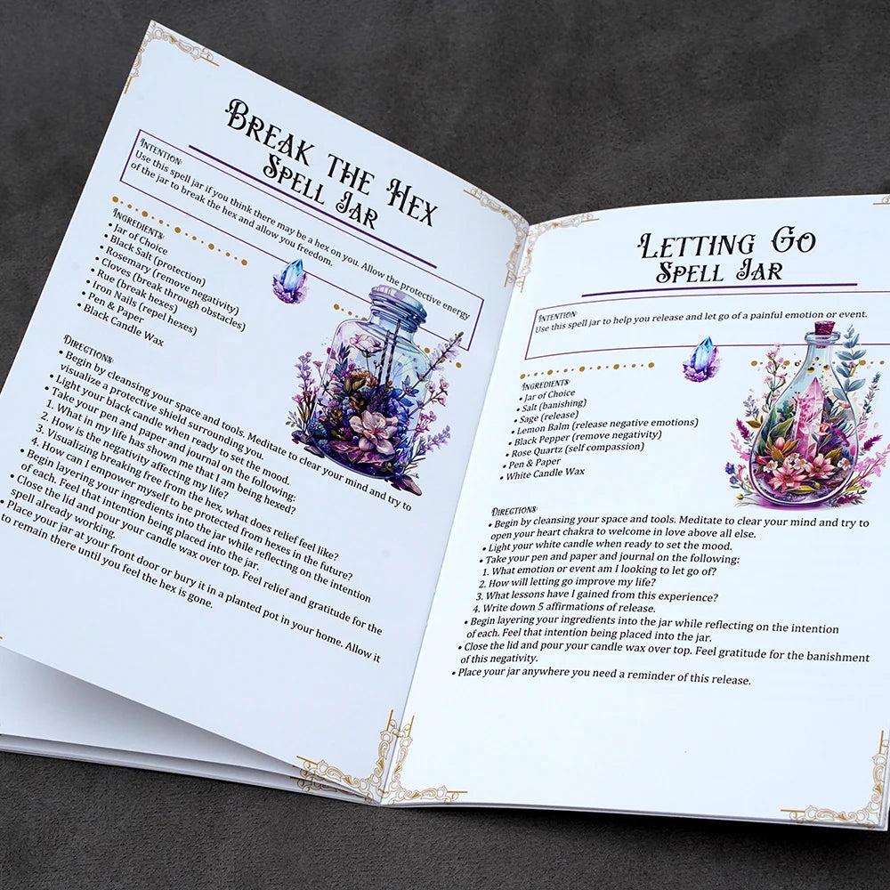 Spell Jar Guide: 20 Witchcraft Recipes for Building, Charging & Disposal and Blank Grimoire Page-MoonChildWorld