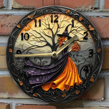 Timecrafted Beauty Halloween Enchanted Forest Witch Wall Clock-MoonChildWorld