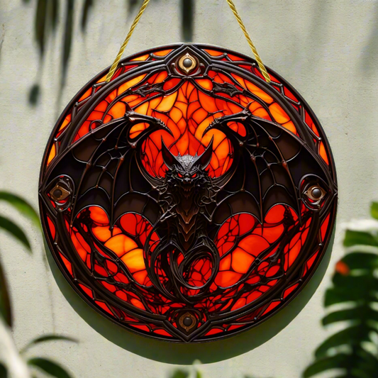 Gothic Bat Suncatcher Halloween Gothic Acrylic Round Sign
