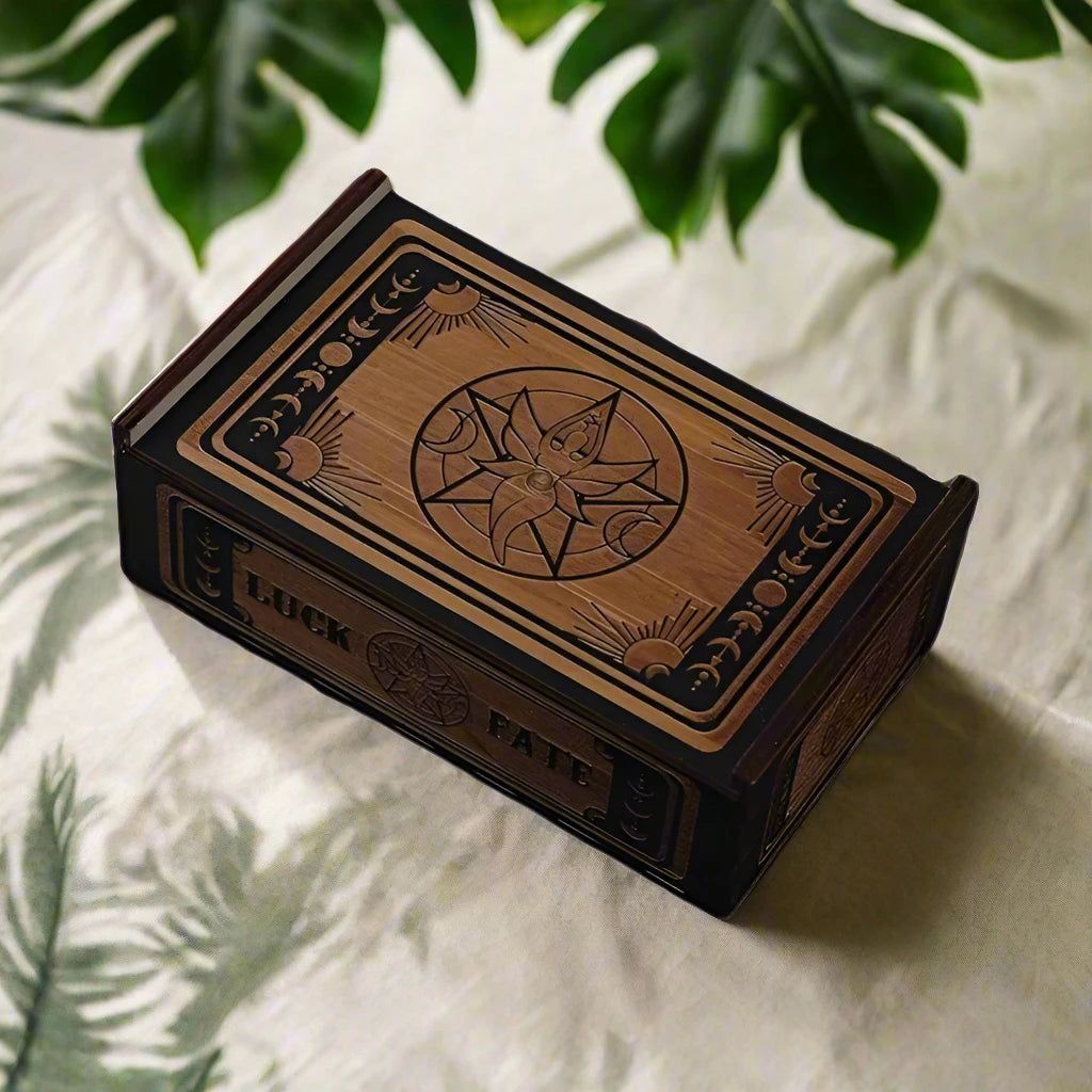 Witchcraft Wood Storage Box- Wicca Tarot Cards Storage Box- Crystal Jewelry Witchy Wood Box-MoonChildWorld