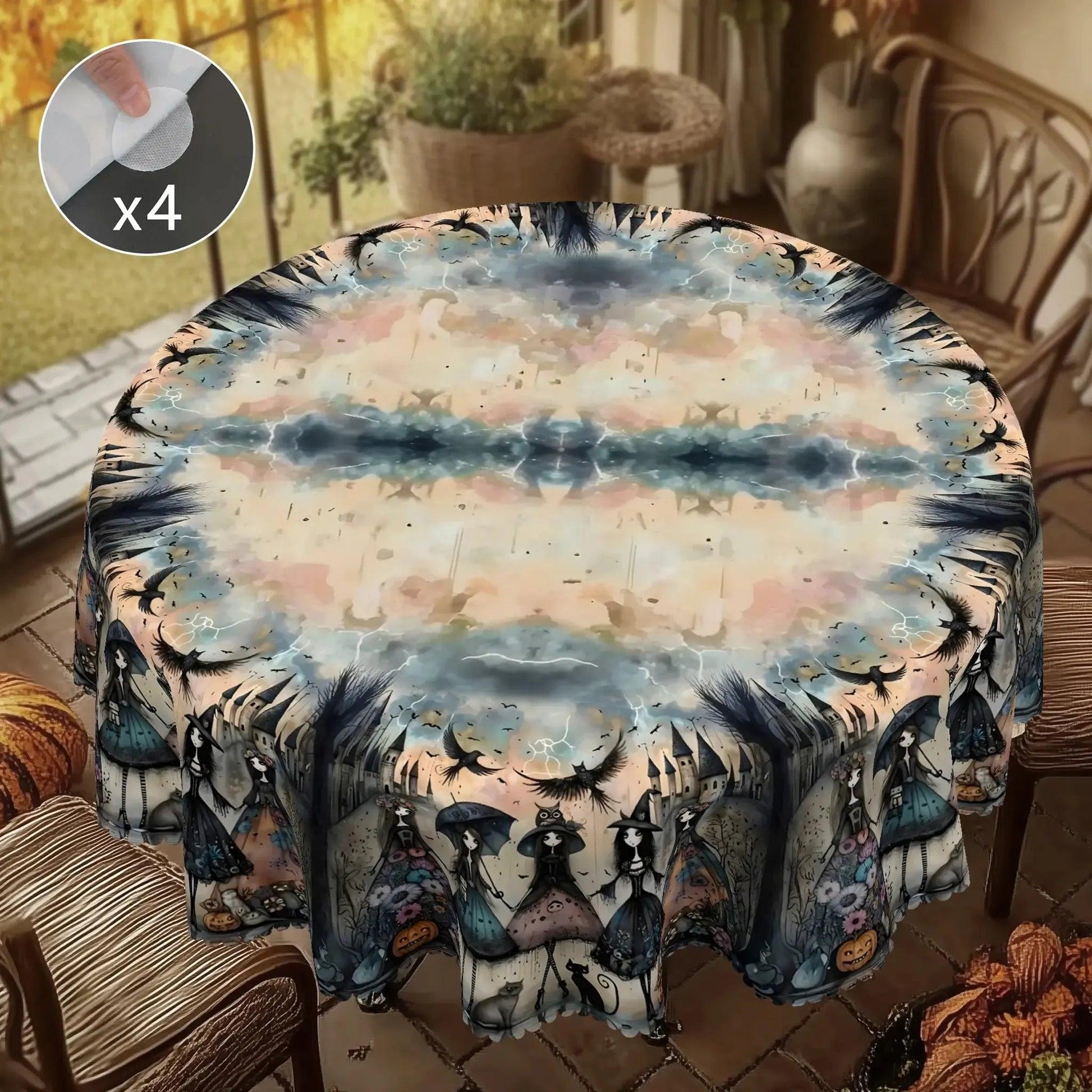 Dark Witch Tablecloth for Halloween Home Decor-MoonChildWorld