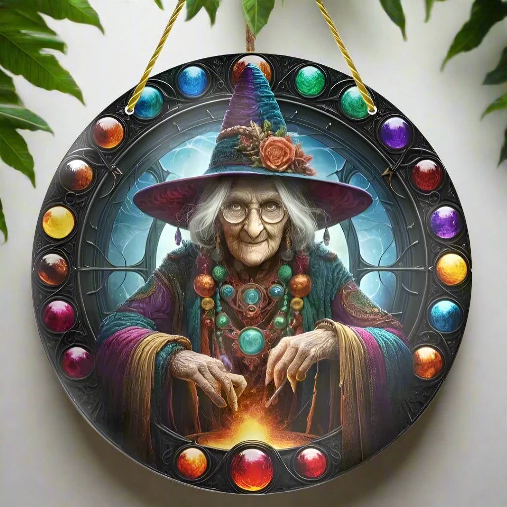 Enchanting Witch Wooden Sign Halloween Hanging Sign Mystic Wood Sign-MoonChildWorld