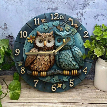 Vintage Owls Wooden wall clock - Owl Lovers Home Decor