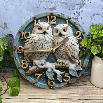 Winter Owls Wooden wall clock - Owl Lovers Home Decor