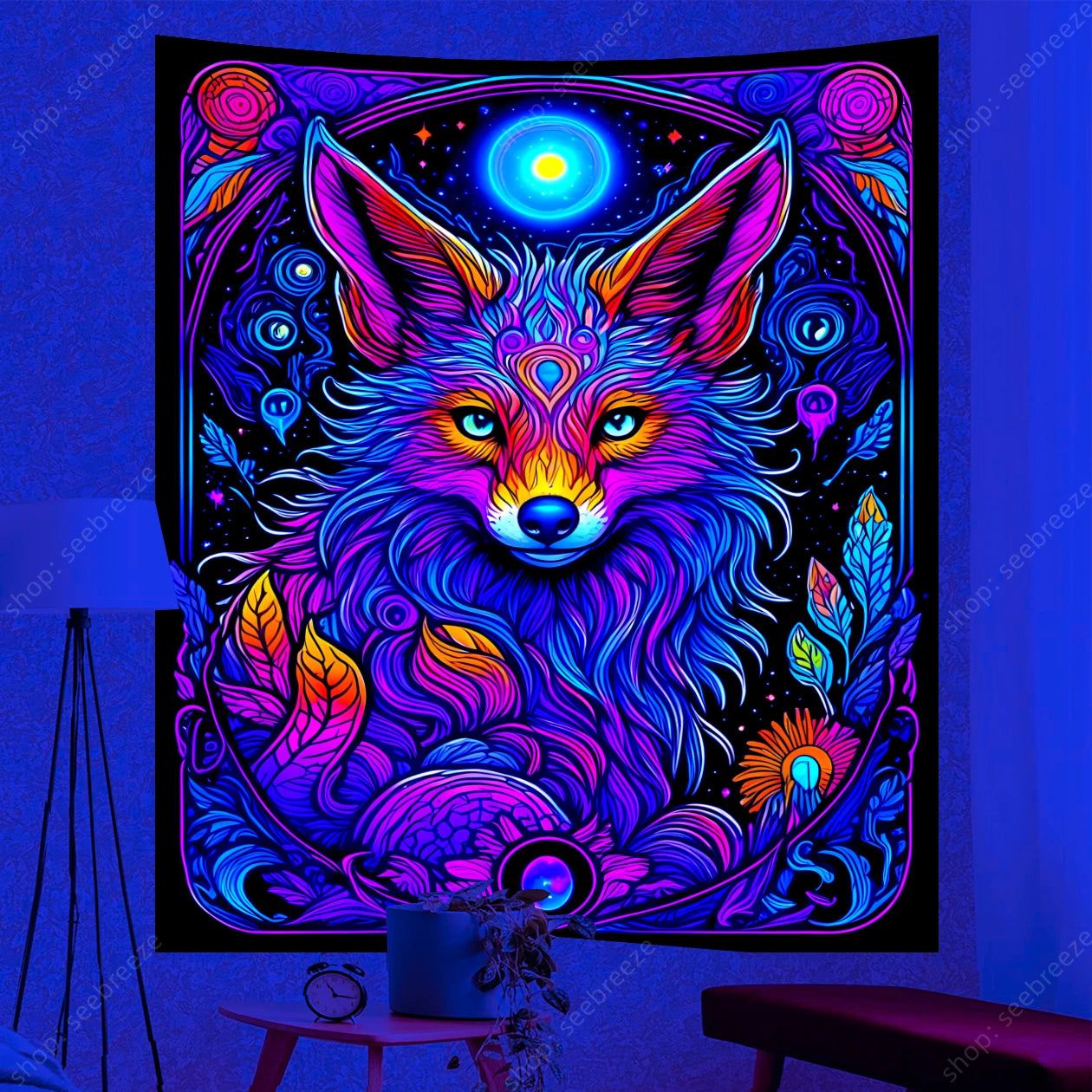 Spirit Animal UV Reactive Tapestry Psychedelic Animal Wall Tapestry for Aesthetic Room Decor-MoonChildWorld