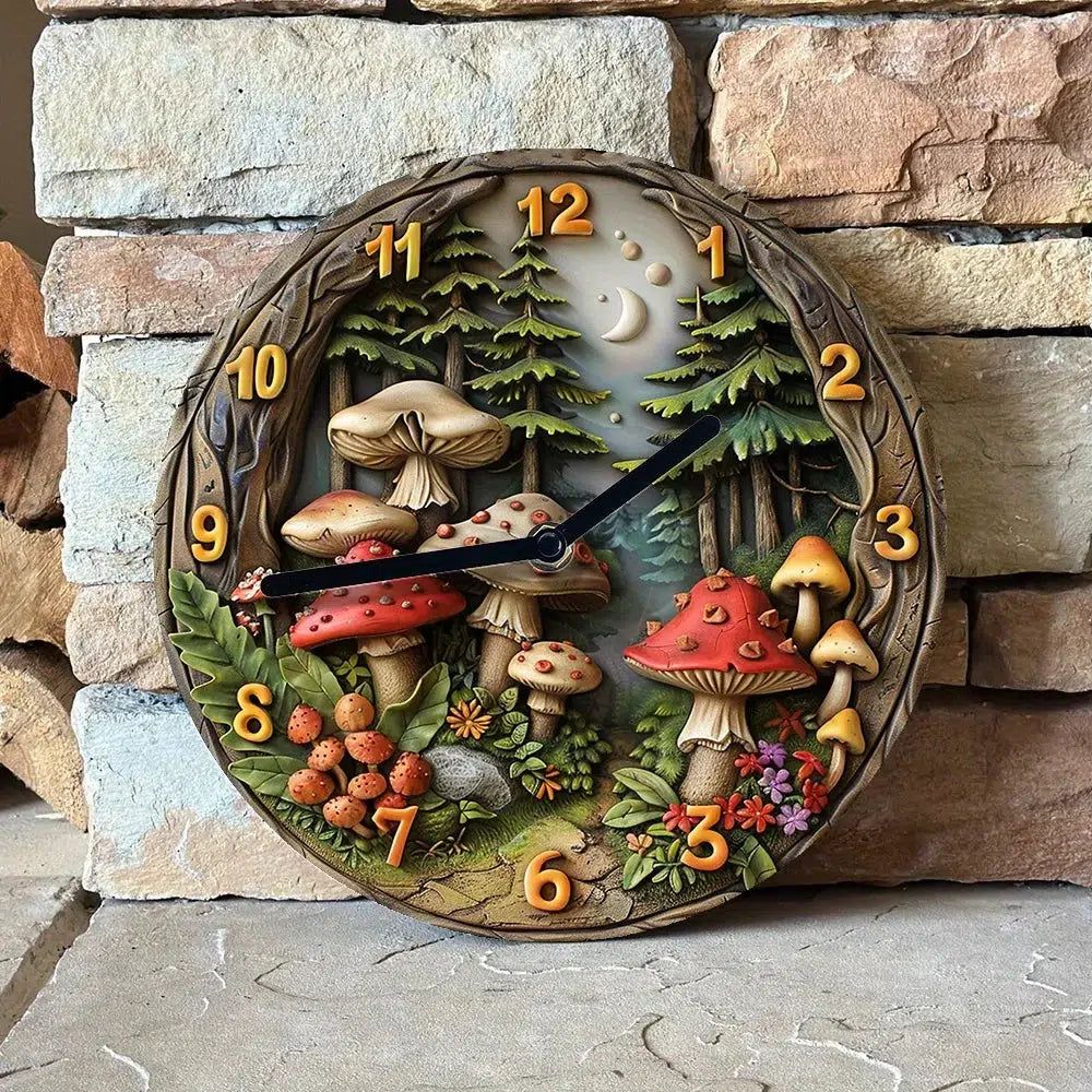 Forest Mushroom Wall Clock Witchy Home Decor-MoonChildWorld