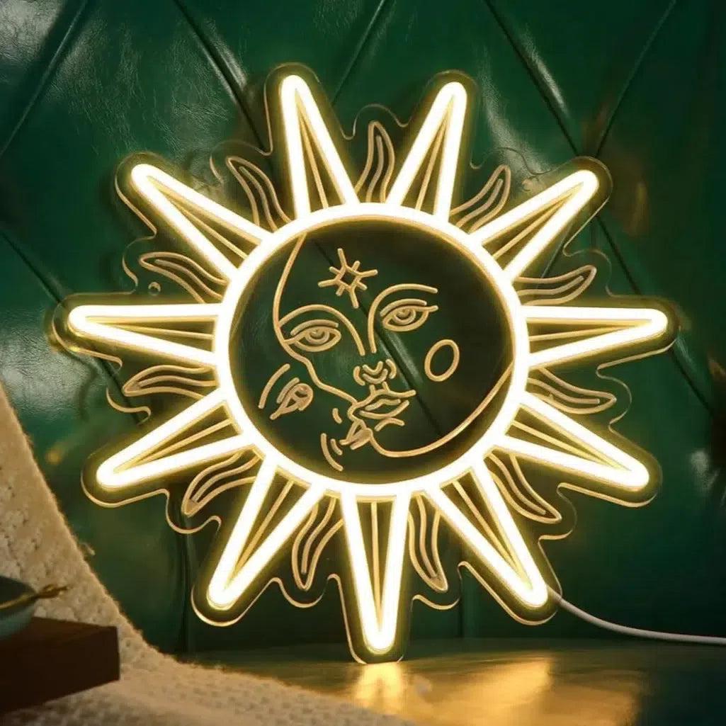 Sun and Moon Neon LED Light Sun Moon Neon Sign Wall Decor Pagan Home Decor-MoonChildWorld