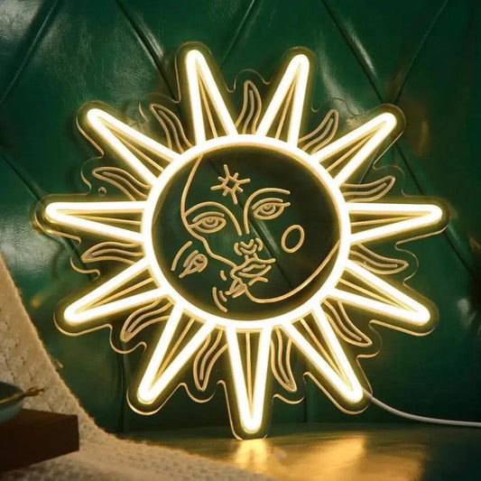 Sun and Moon Neon LED Light Sun Moon Neon Sign Wall Decor Pagan Home Decor