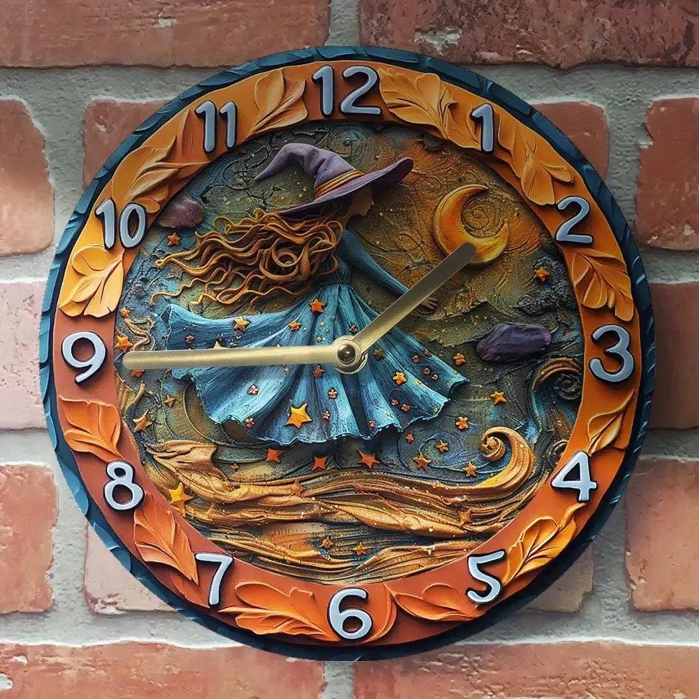 Moon Witch Wall Clock for Halloween Home Decor-MoonChildWorld