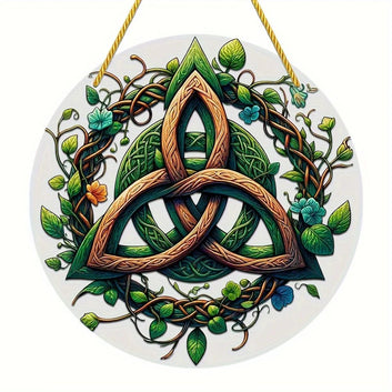 Celtic Triquetra Suncatcher Pagan Acrylic Round Sign Wicca Wall Hanging