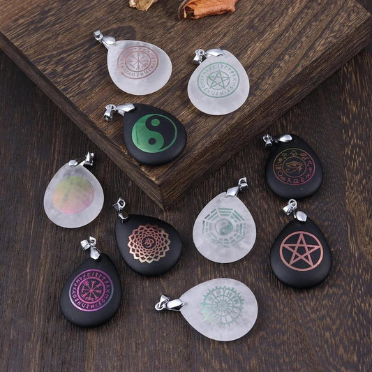 Natural Stone Necklace Obsidian Sun Moon Viking Constellations Metatron Chakra Reiki Spiritual Protection Necklace