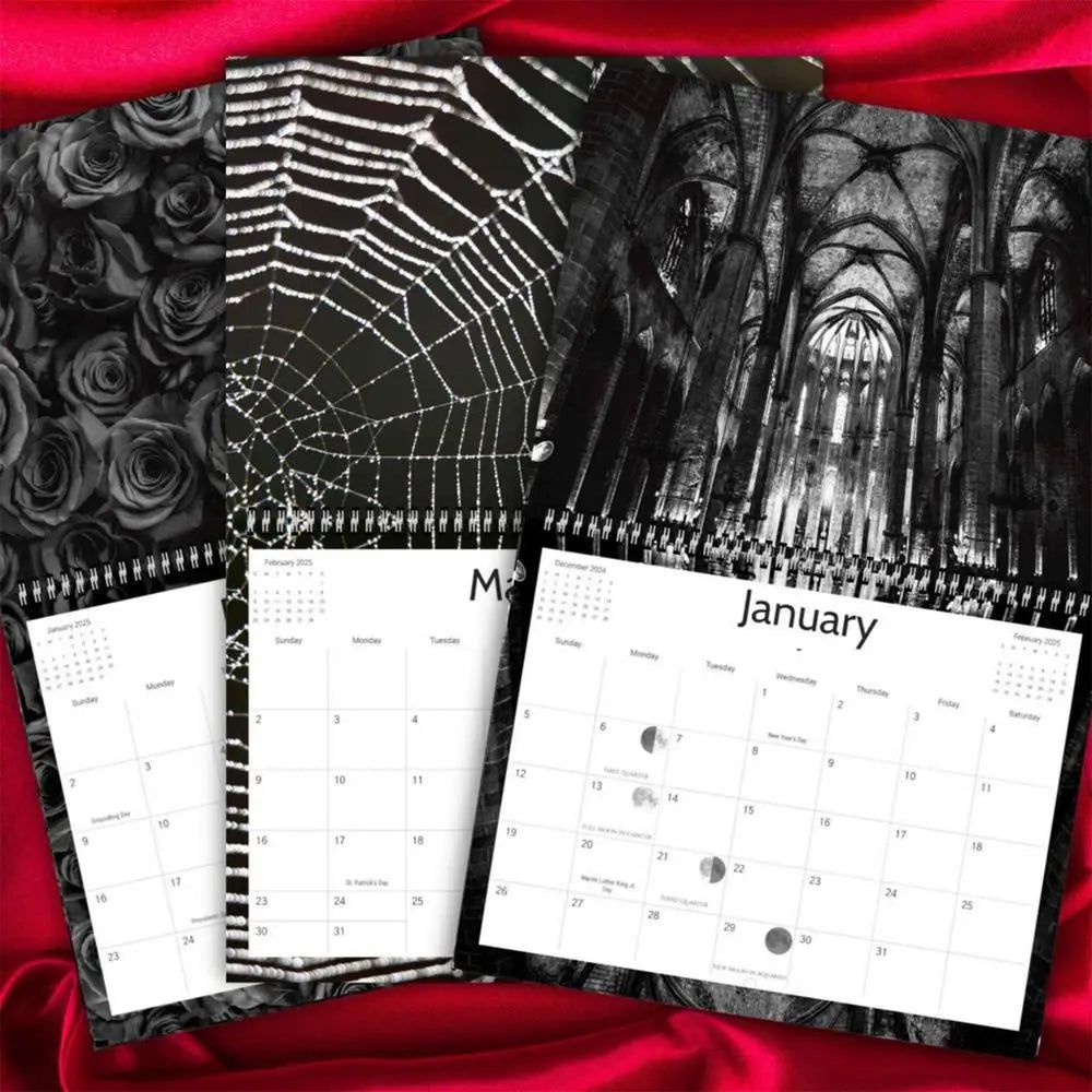 Gothic Calendar 2025 Monthly Calendar Gothic Horror Wall Calendar-MoonChildWorld