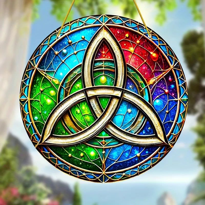 Celtic Knot Triquetra Suncatcher Pagan Window Art Wicca Window Decor-MoonChildWorld