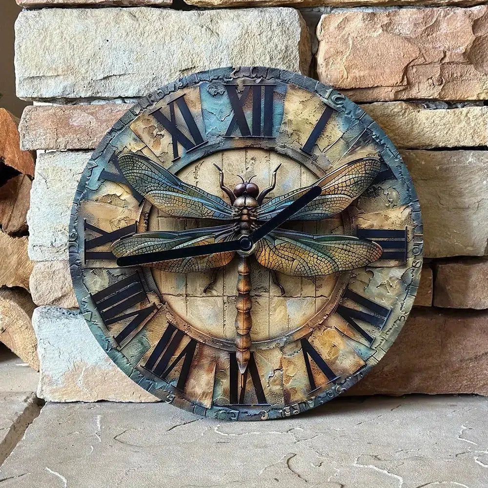 Vintage Dragonfly Wall Clock-MoonChildWorld