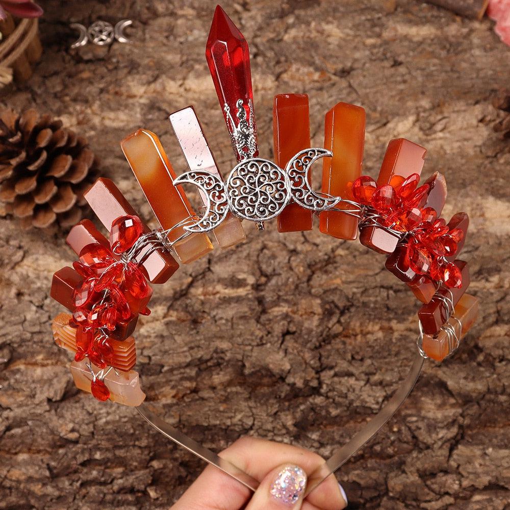 Natural Crystal Tiaras Crown Witchy Hair Accessories-MoonChildWorld