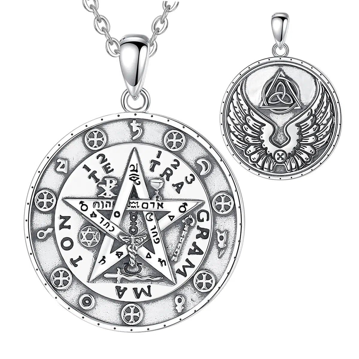 Pentacle Runes Necklace Pagan Jewelry-MoonChildWorld