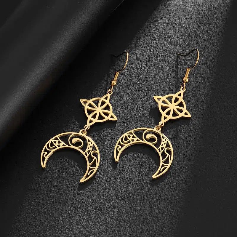 Wicca Moon Celtic Knot Earrings Witch Jewelry-MoonChildWorld