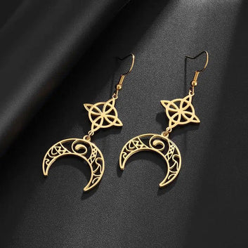 Wicca Moon Celtic Knot Earrings Witch Jewelry