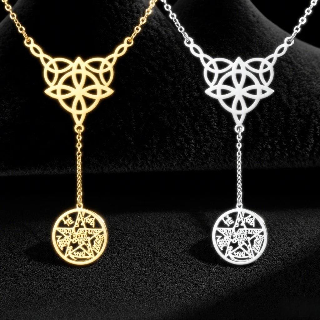 Witch Knot Tetragrammaton Necklace - Pentacle Celtic Knot Necklace-MoonChildWorld