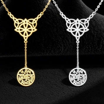 Witch Knot Tetragrammaton Necklace - Pentacle Celtic Knot Necklace