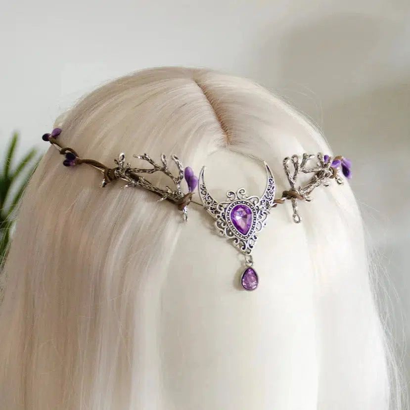 Wiccan Symbol Tiara Elf Crown Mystical Witch Hair Accessories-MoonChildWorld