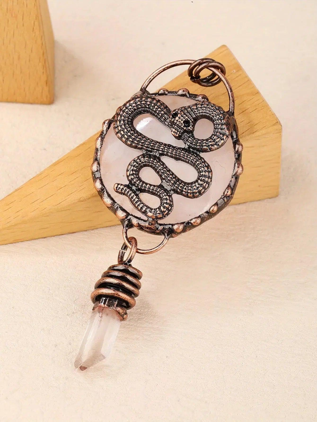 Gothic Snake Natural Crystal Stone Pendant Witchy Snake Pendant-MoonChildWorld