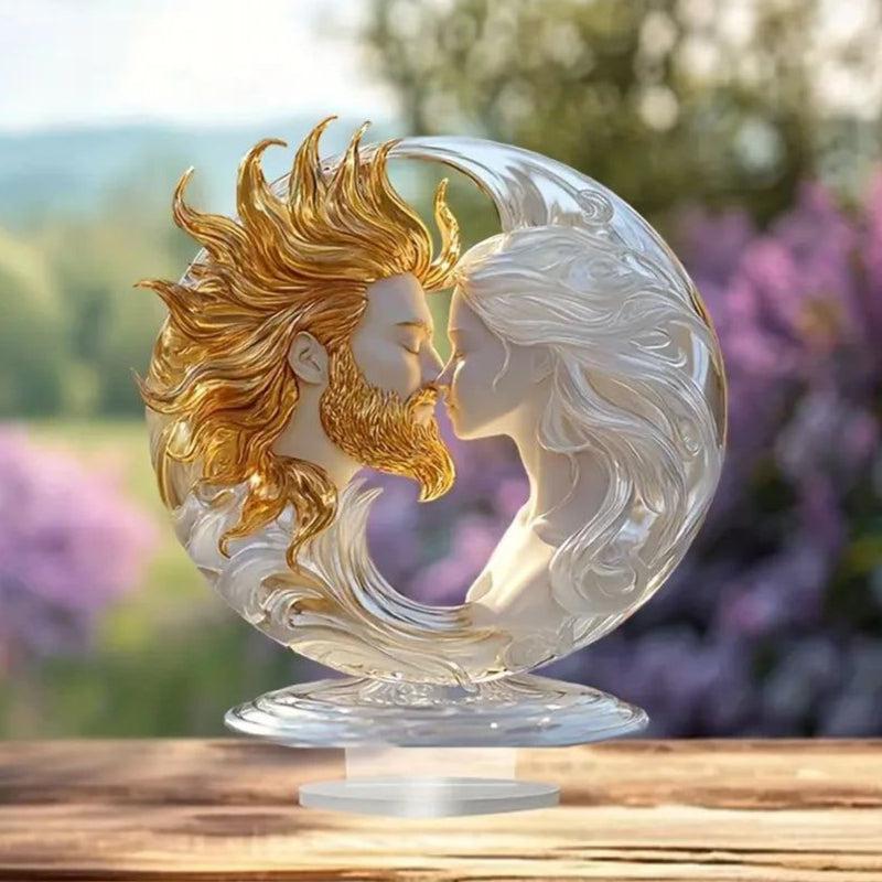 Sun and Moon Goddess Acrylic Decorative Plaque Desktop Decor Celestial Goddess Table Ornament-MoonChildWorld