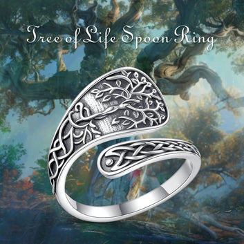 Pagan Tree of Life Ring Vintage Celtic Knot Witchcraft Ring Wiccan Jewelry