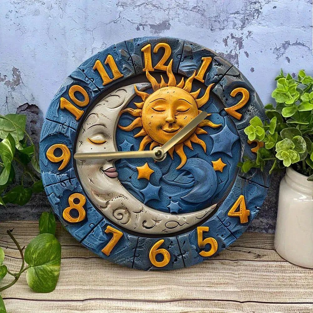 Mystic Sun Moon Wall Clock Celestial Wall Clock-MoonChildWorld