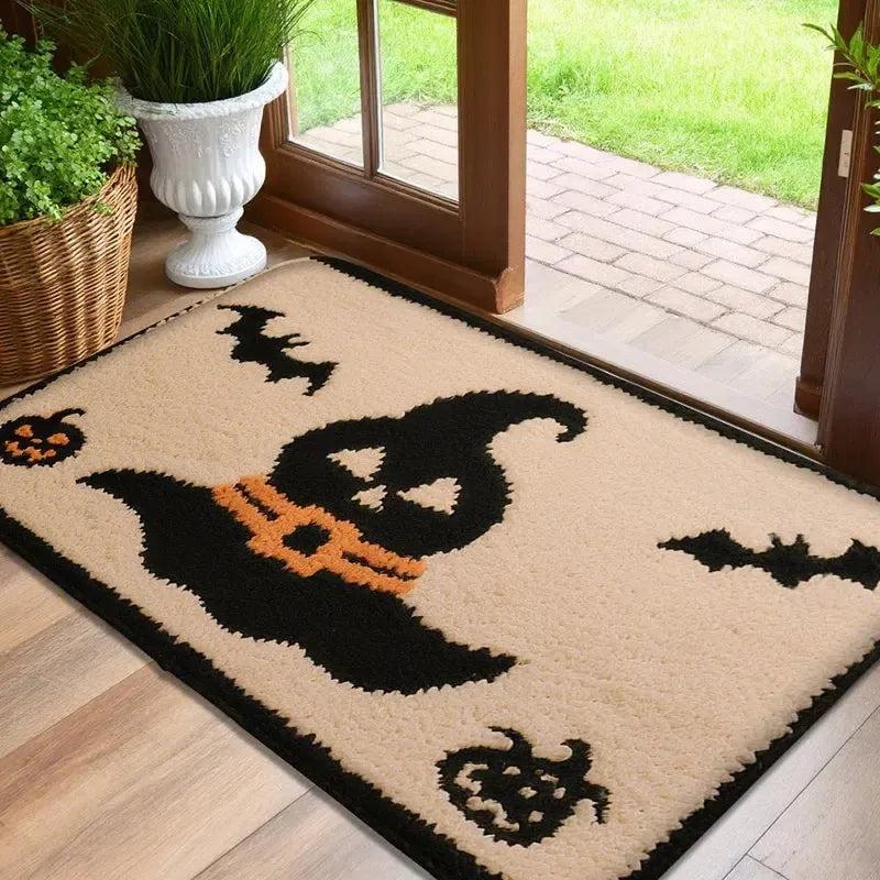Spooky Halloween Doormat - Cute Ghost, Pumpkin and Black Cat Design Gothic Witch Home Decor-MoonChildWorld