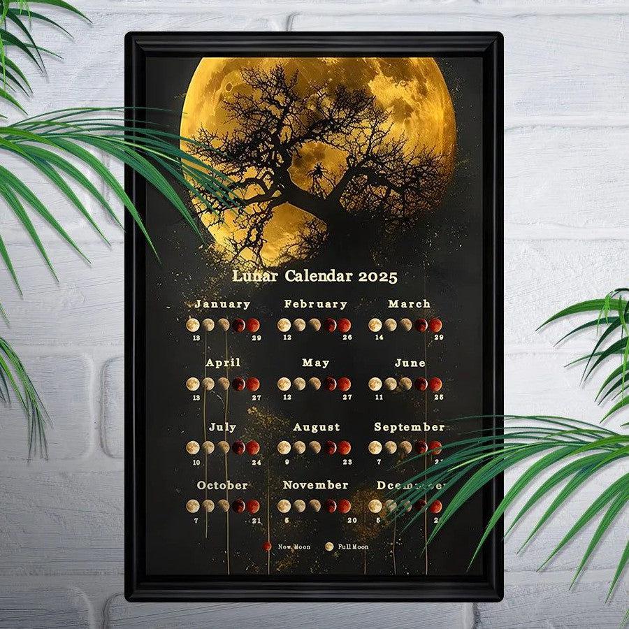 Witchy Metal Wall Art 2025 Wicca Moon Phases Calendar 2025 Lunar Moon Calendar-MoonChildWorld