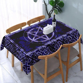 Wiccan Pagan Pentagram Tablecloth - Pentacle Witchcraft Table Decoration Tablecloth