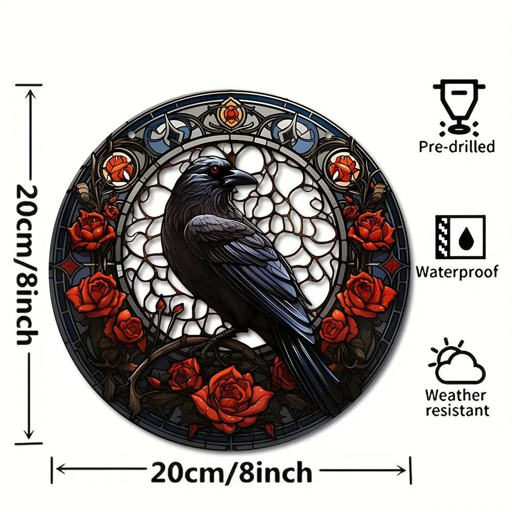 Dark Crow Window Art Black Raven Suncatcher Gothic Hanging Ornament-MoonChildWorld