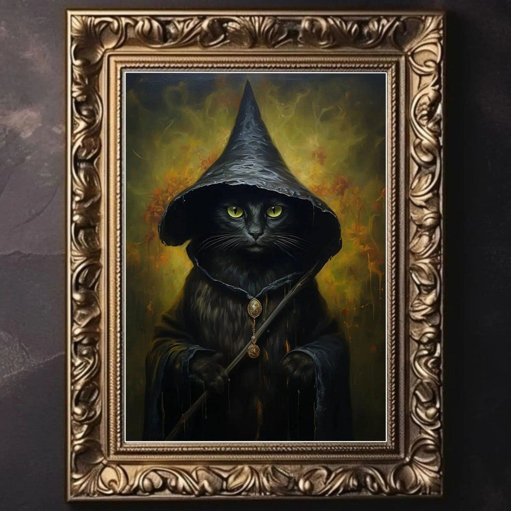 Victorian Animal Cat Raven Vintage Gothic Poster Witch Dark Academia Art Canvas-MoonChildWorld