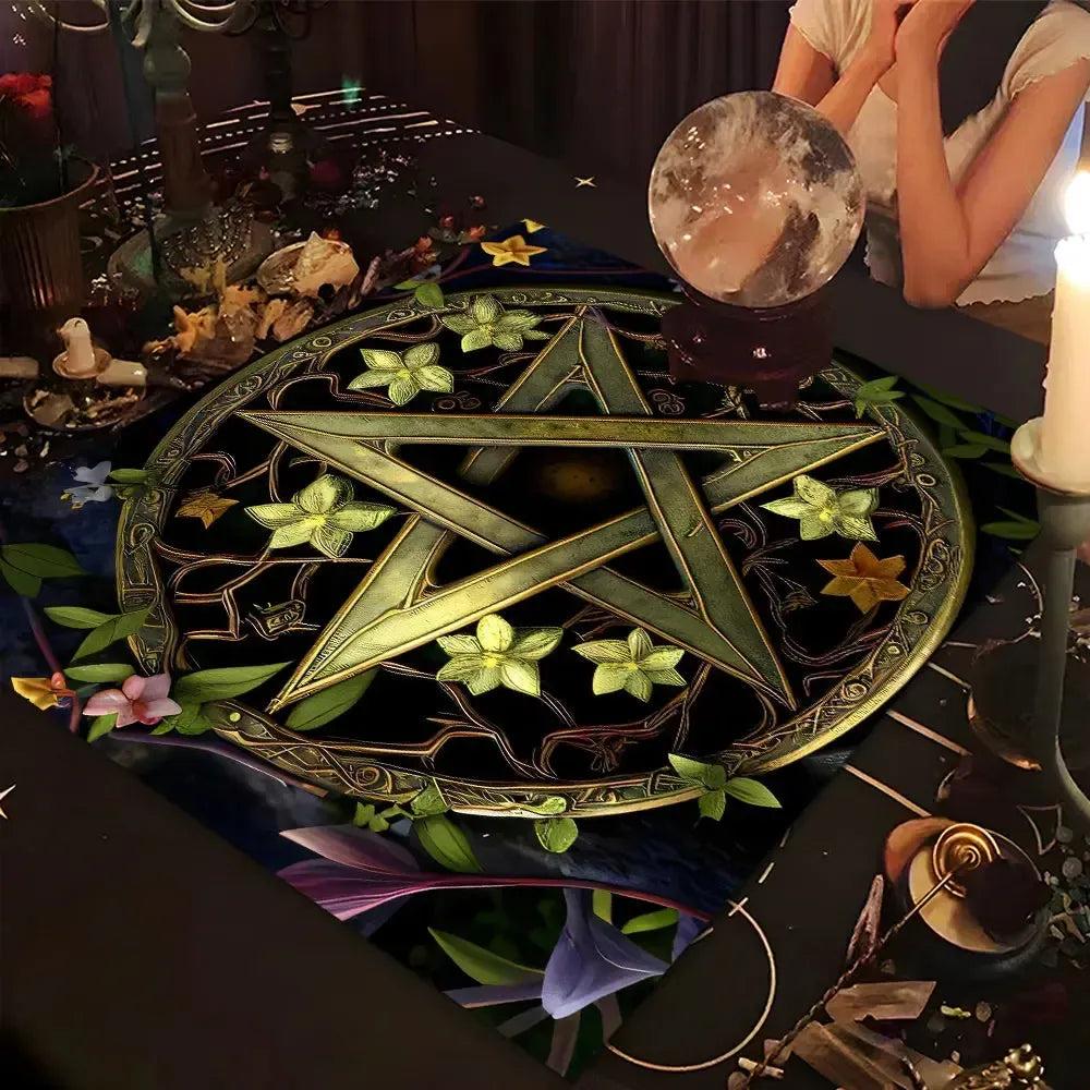Witchcraft Pentagram Tarot Tablecloth Pagan Pentacle Altar Cloth Wicca Divination Cloth-MoonChildWorld