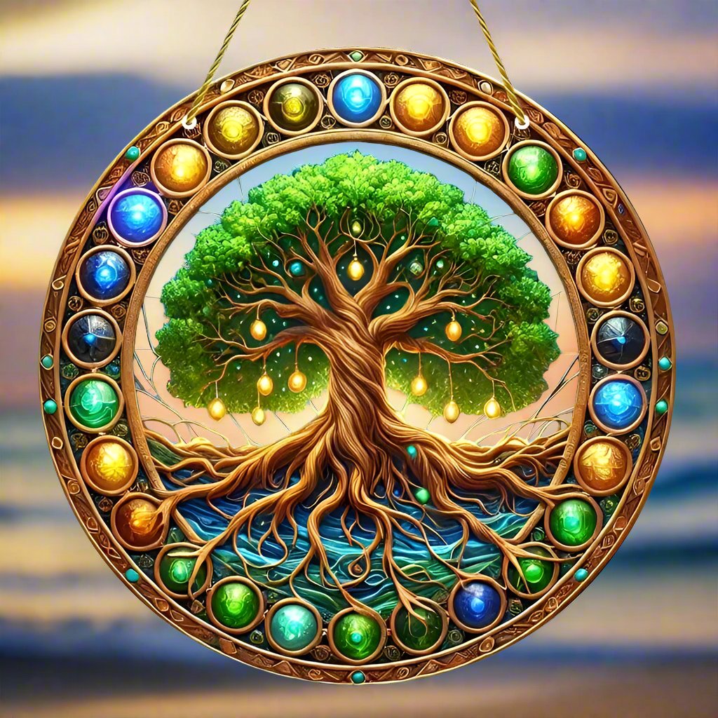 Tree of Life Suncatcher Acrylic Sign Pagan Window Hanging-MoonChildWorld