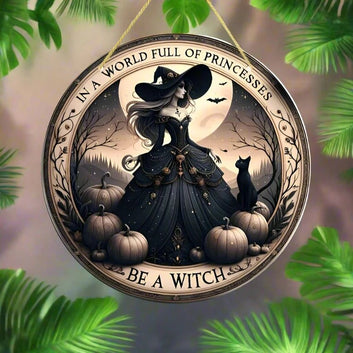 Mystic Witch Acrylic Round Sign Gothic Halloween Decor