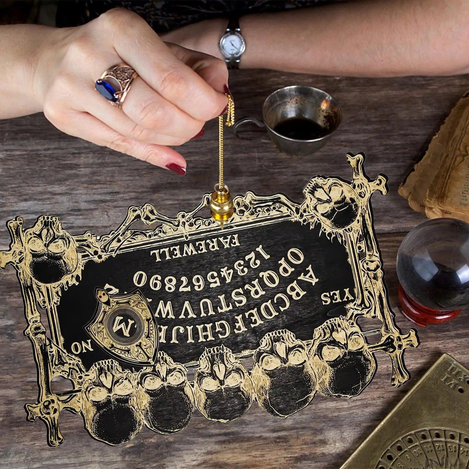 Pendulum Witch Ouija Board For Divination - Viking Tree Gothic Skull Wooden Talking Board Wiccan Altar Supplies-MoonChildWorld