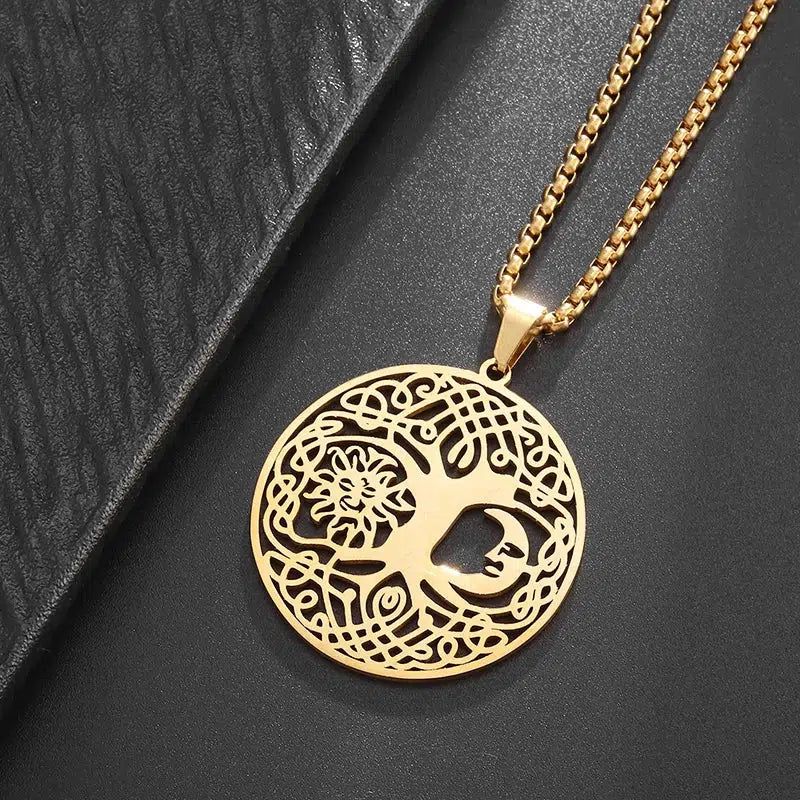 Celtic Knot Sun Moon Tree of Life Necklace Wicca Pagan Jewelry-MoonChildWorld