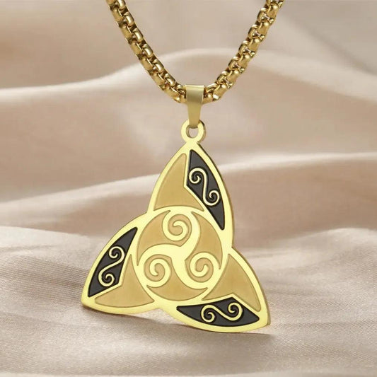 Triple Spiral Triskele Necklace Triquetra Celtic Knot Symbol Witchcraft Necklace Pagan Jewelry