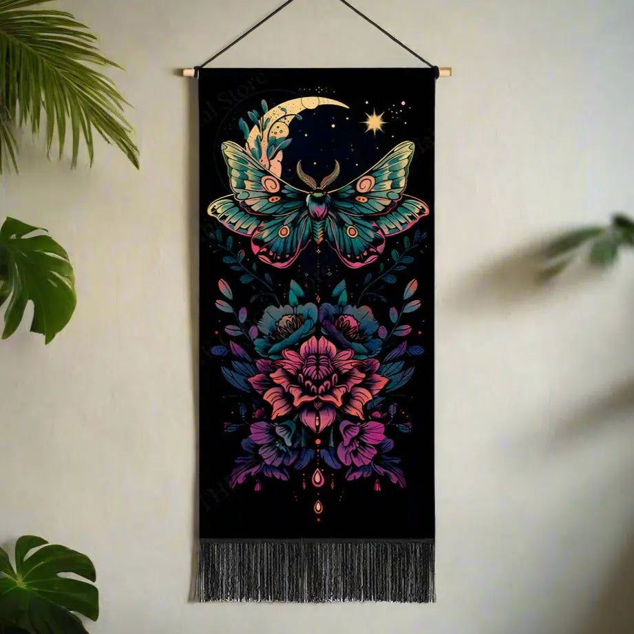 Moon Butterfly Witchy Tapestry Wall Hanging Luna Moth Tapestry-MoonChildWorld