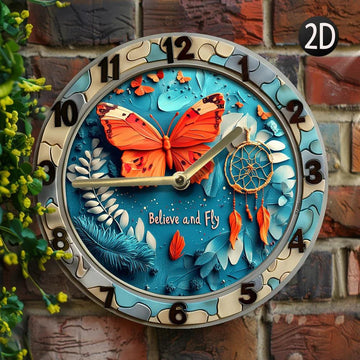 Dreamcatcher and Butterfly Wall Clock Boho Butterfly Clock Home Decor-MoonChildWorld