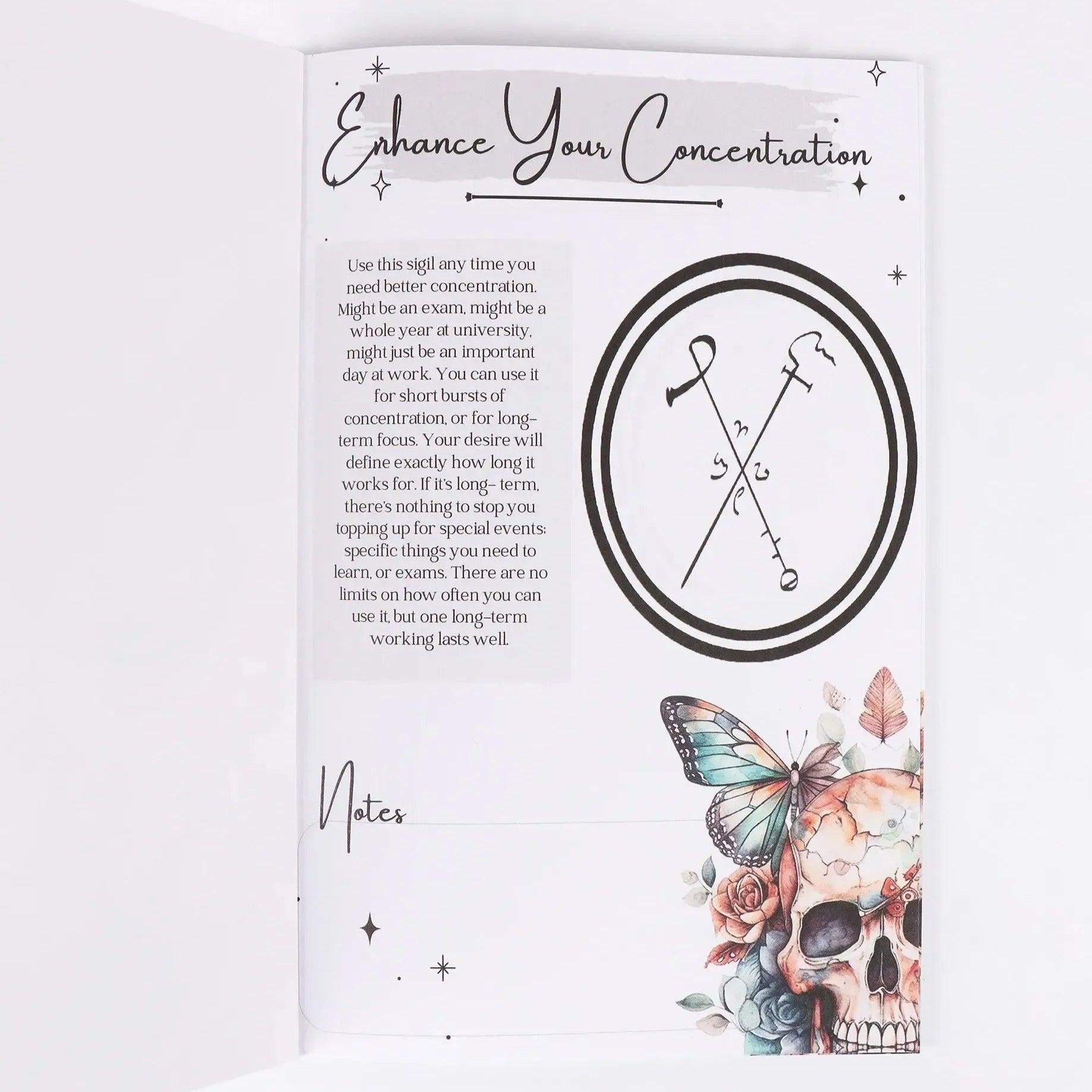 Vintage Occult Grimoire - Sigils & Mystical Symbols Guide - Dark Art Ritual Book with Moons, Pentagrams & Butterfly Design-MoonChildWorld