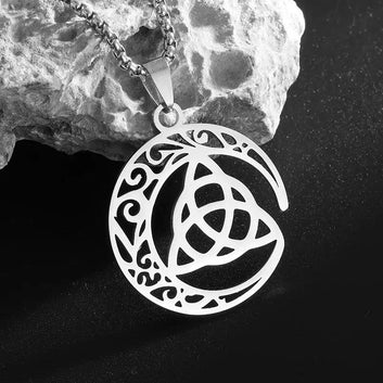 Celtic Knot Crescent Moon Triquetra Necklace