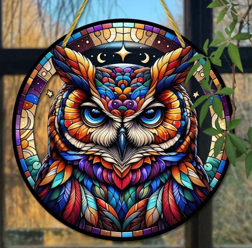 Spirit Owl Suncatcher Witchy Acrylic Sign Owl Window Art-MoonChildWorld