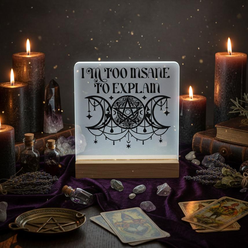Witch Acrylic Desktop Decoration - Triple Moon Wicca Table Ornament-MoonChildWorld