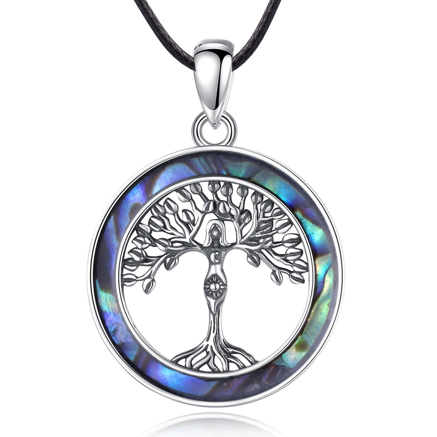 Mother Tree of Life Necklace Natural Abalone Shell Pagan Necklace-MoonChildWorld