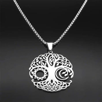 Tree of Life Sun Moon Necklace Pagan Jewelry