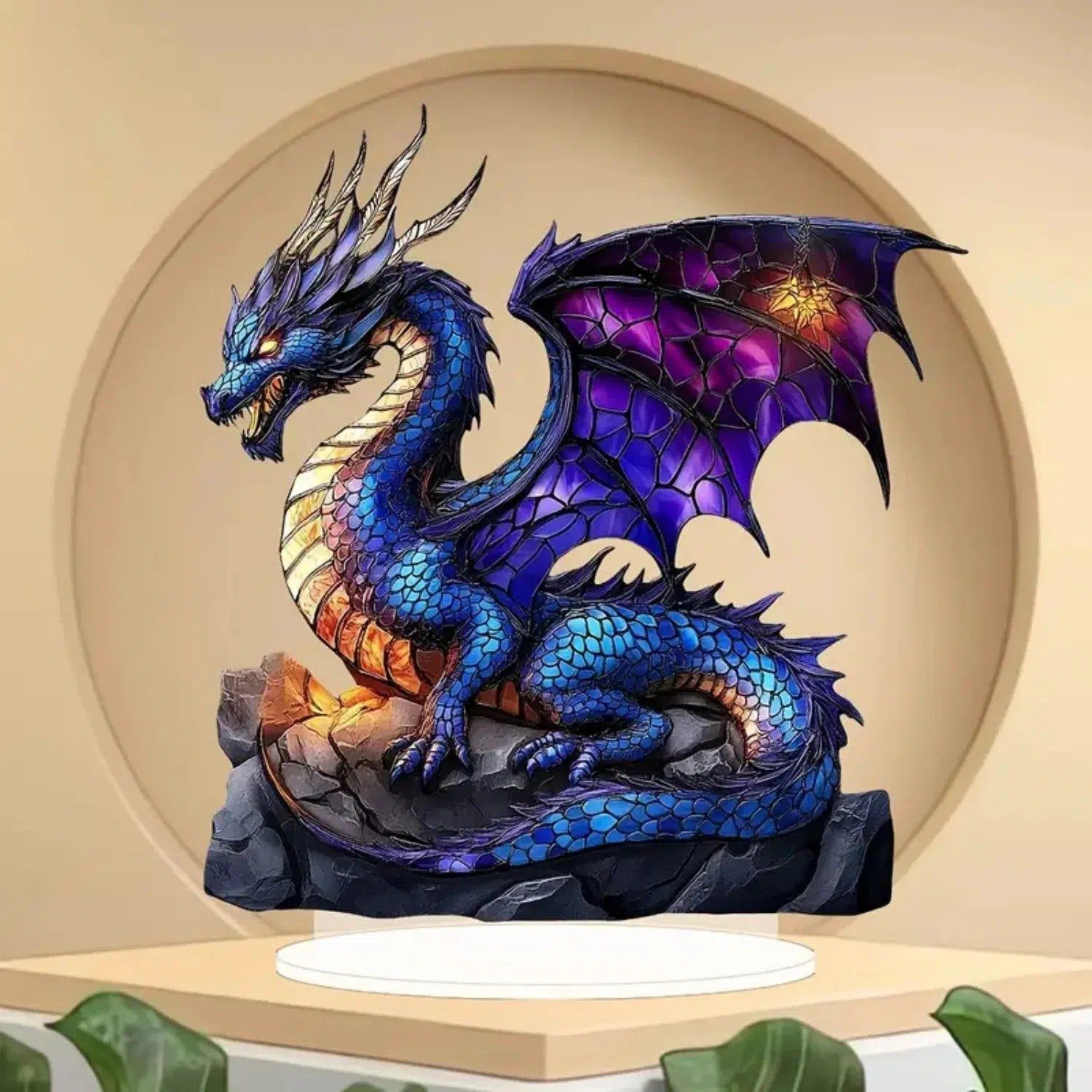 Purple Dragon 2D Flat Acrylic Figurine Dragon Table Ornament Dragon Desk Decor-MoonChildWorld